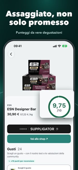 Punteggi dai test di gusto e recensioni della community nell’app Suppligator