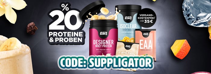 20% di sconto sulle proteine e 30% sui campioni con la nuova promozione ESN + spedizione gratuita a partire da 35 euro