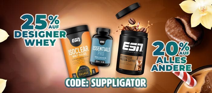 25% di sconto su Designer Whey e 20% su tutti gli altri prodotti ESN