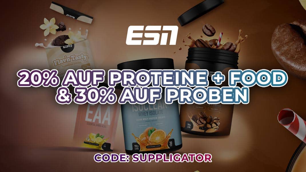 Promozione settimanale ESN: 20% di sconto su proteine e alimenti e 30% di sconto sui campioni