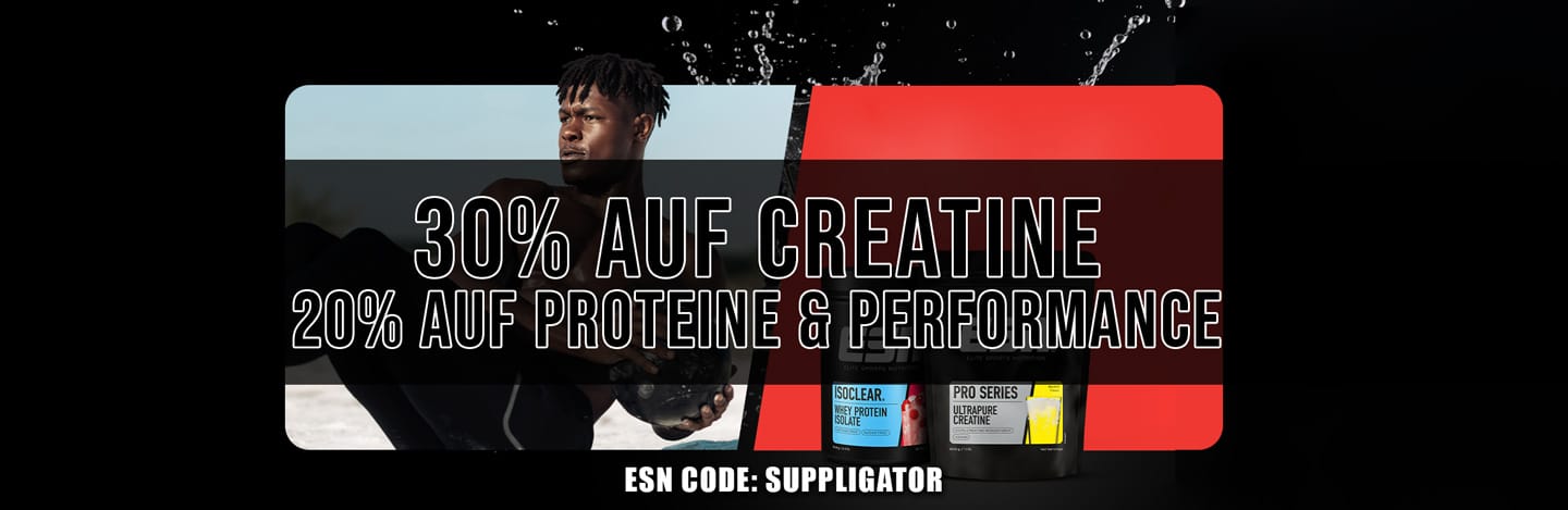 Settimana ESN High Performance con il 30% di sconto sulla creatina, il 20% sulle proteine e sui prodotti per le prestazioni e il 50% sui campioni