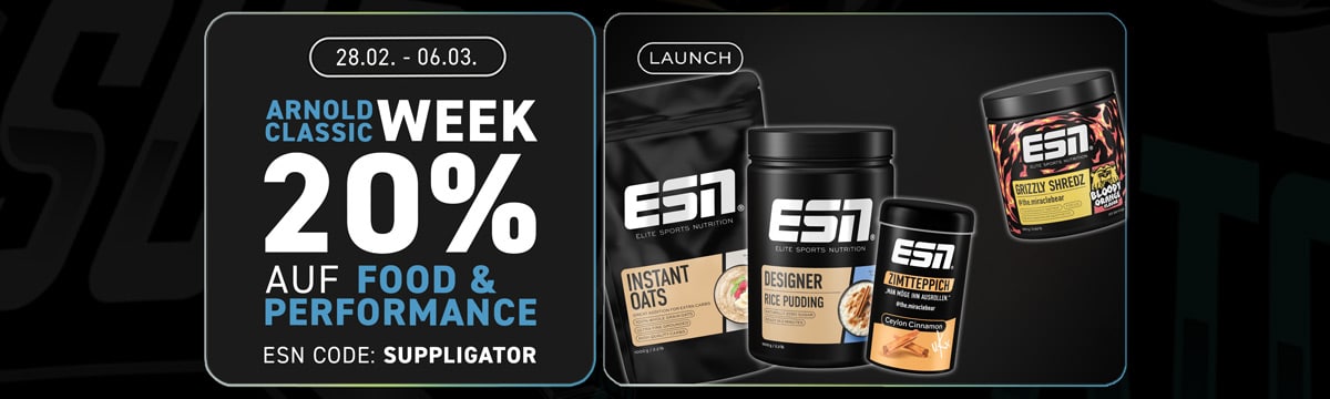 Settimana ESN Arnold Classic con uno sconto del 20% sui prodotti Food & Performance