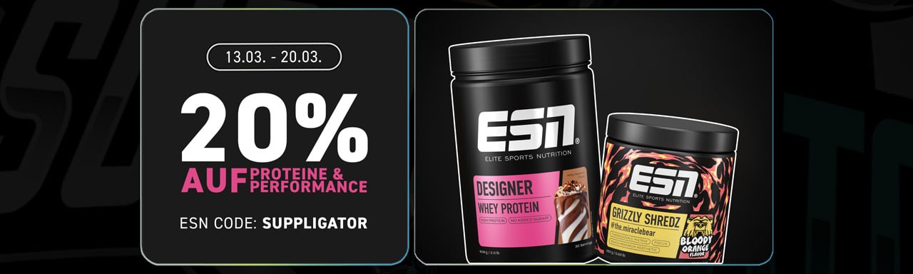 20% di sconto su proteine e integratori per le prestazioni da ESN + Lancio di Grizzly Shredz