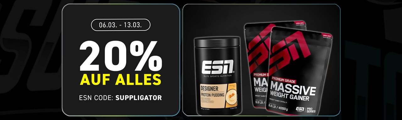 20% di sconto su tutto da ESN con il codice SUPPLIGATOR