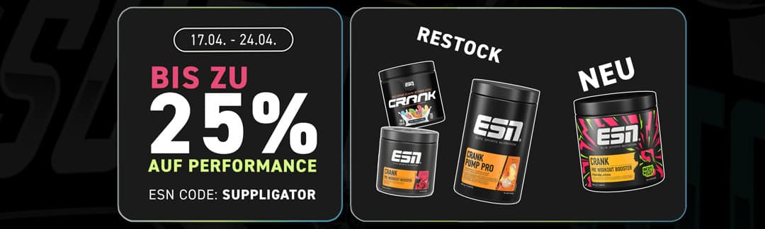 Fino al 25% di sconto durante l’ESN Performance Week + la nuova Crank Biceps Battle