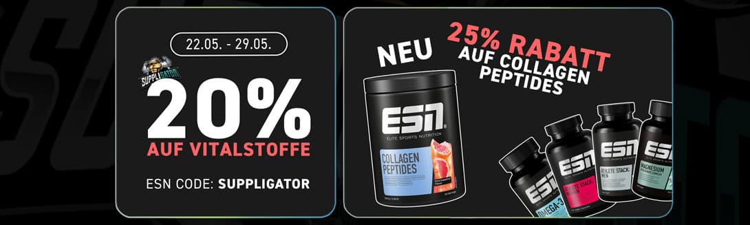 Promozione ESN sui nutrienti essenziali con sconti fino al 25% + lancio dei nuovi peptidi di collagene