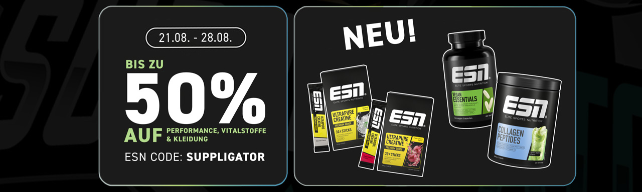 Risparmia fino al 50% con la promozione ESN Performance e sostanze vitali e lo speciale sull’abbigliamento da palestra