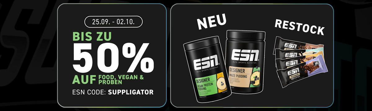 Fino al 50% di sconto su prodotti alimentari, vegani e campioni presso ESN + lancio di numerosi prodotti e pacchetti