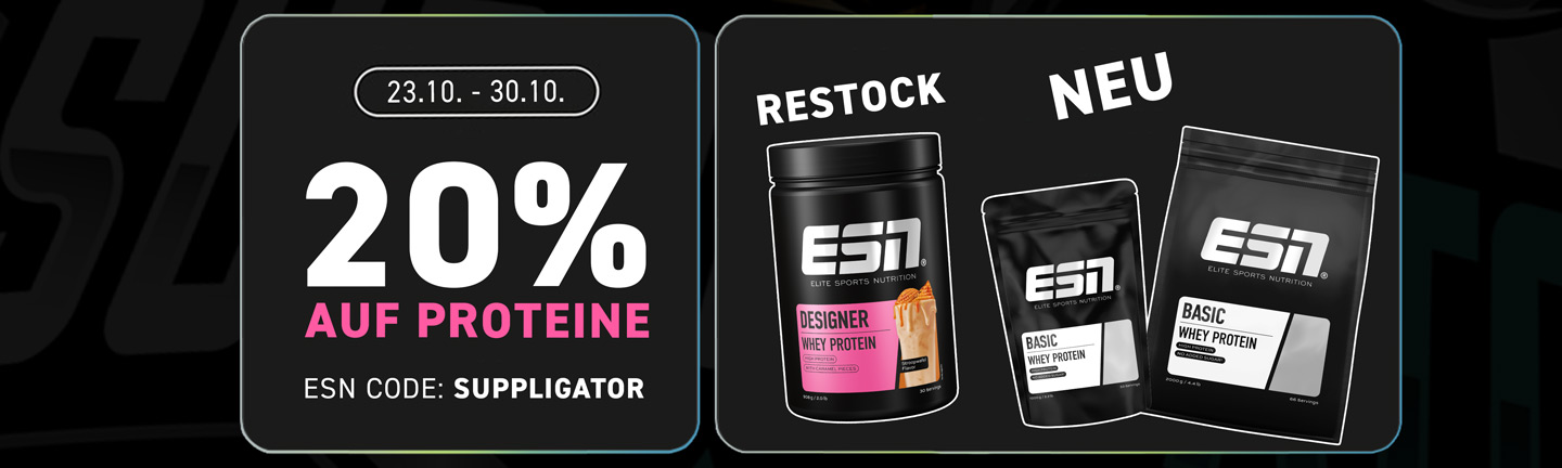 Promozione sulle proteine ESN con uno sconto del 20% e il lancio del nuovo ESN Basic Whey