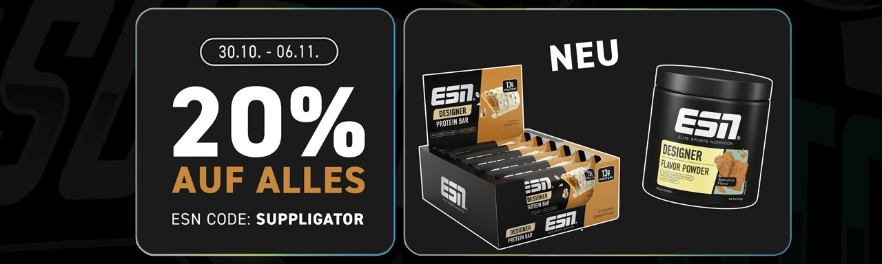 20% di sconto su tutto da ESN + Lancio della nuova barretta di design Cinnamon Cereal