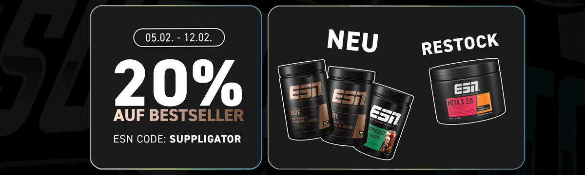 20% di sconto sui bestseller durante la ESN Bodybuilding Week, in occasione del lancio di Elite Whey
