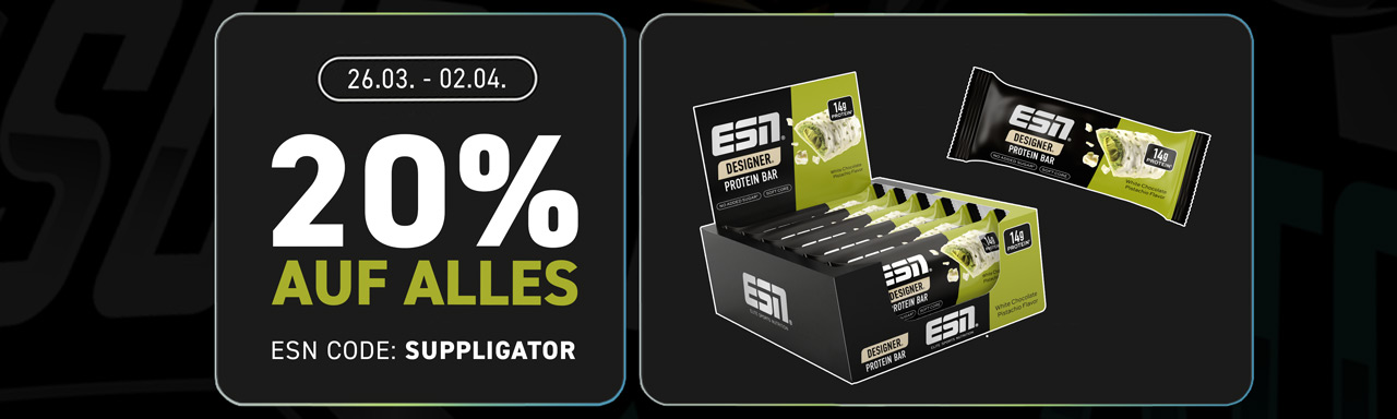 20% di sconto su tutto da ESN + Lancio delle nuove barrette di design al cioccolato bianco e pistacchio