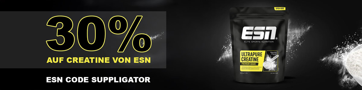 30% di sconto sulla creatina ESN (creatina monoidrato) con il codice sconto ESN SUPPLIGATOR