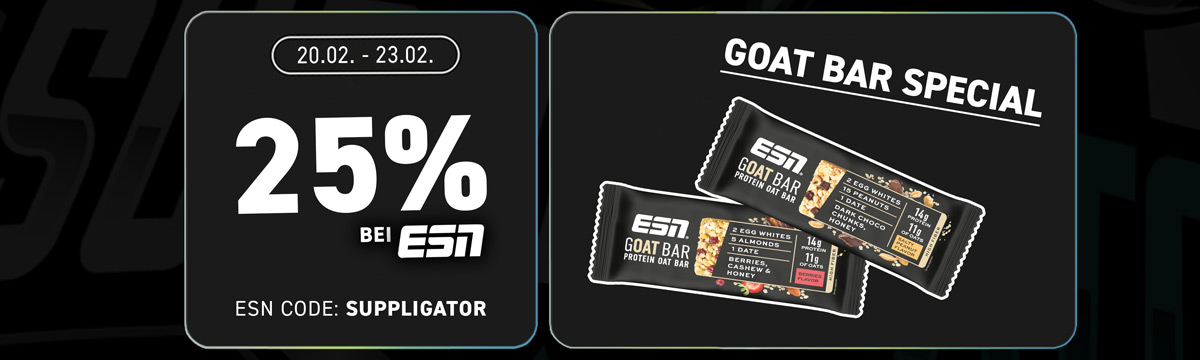 25% di sconto su tutto in occasione del rilancio di ESN + GOAT Bar