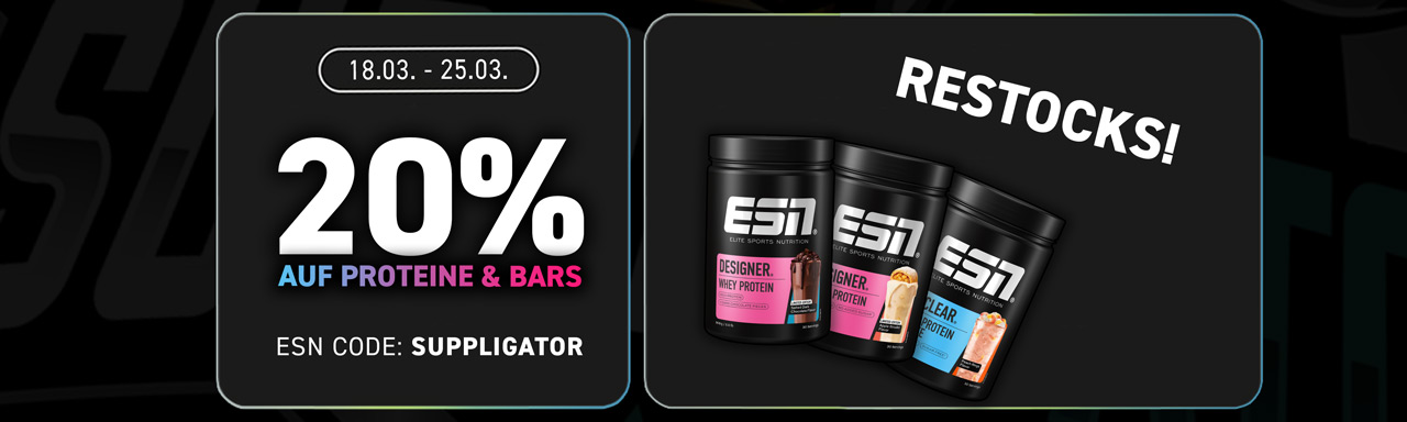 20% di sconto sulle proteine e sulle barrette da ESN
